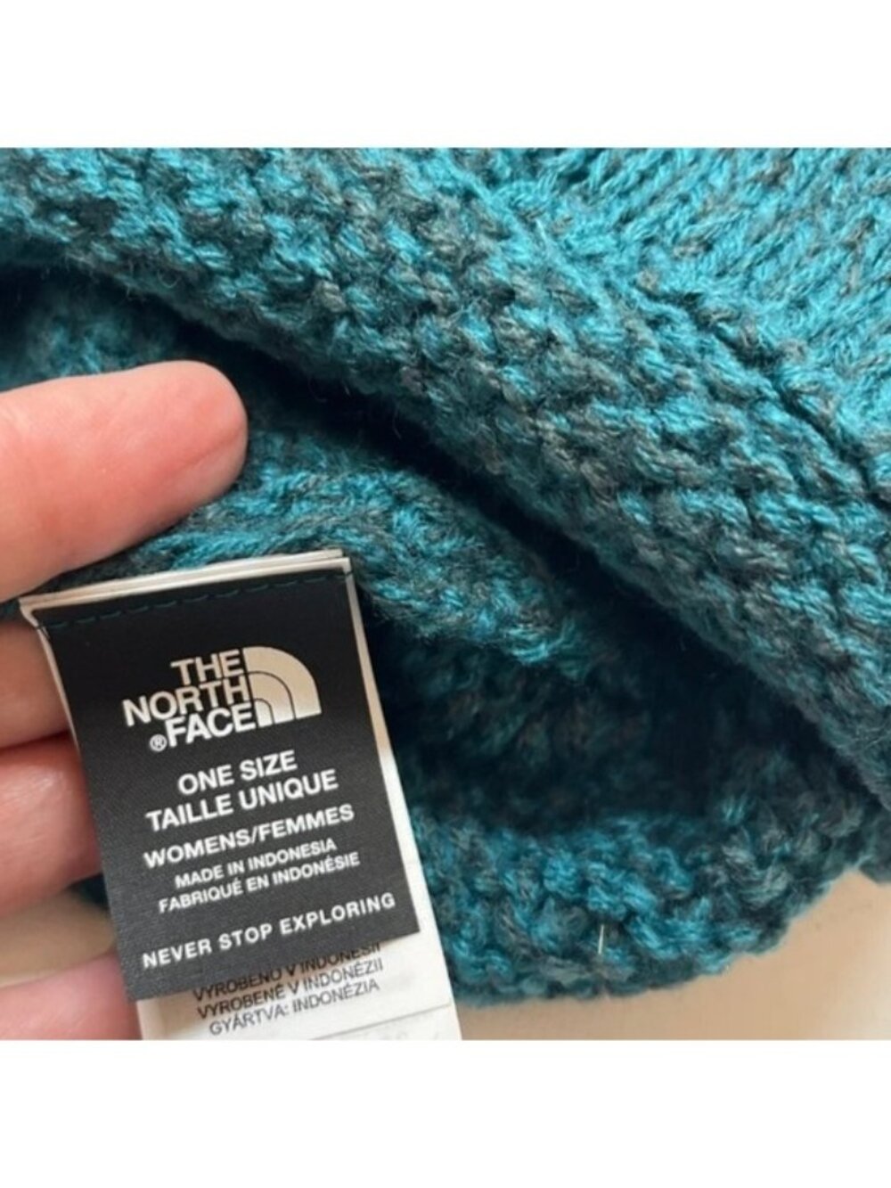 The North Face Purrl Stitch Beanie Green Knitted Slouchy Hat Women One Size New - Picture 4 of 12